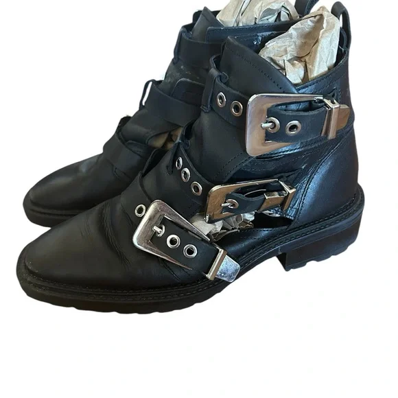 ASOS Leather Antidote Cut Out Chunky Ankle Boots size 9 - Picture 4 of 7